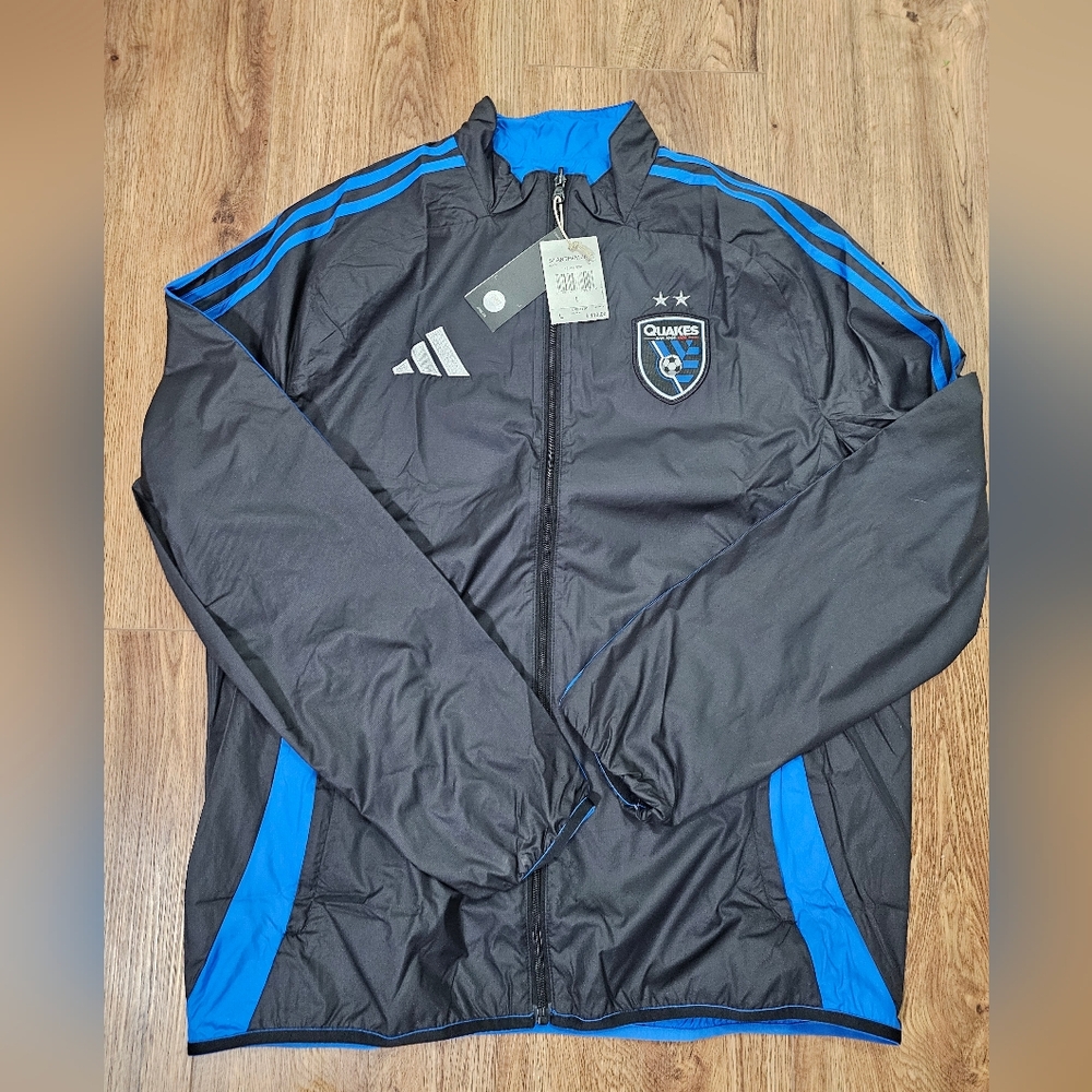 NEW SAN JOSE EARTHQUAKES REVERSIBLE ANTHEM JACKET MEN'S SIZE LARGE $110 Retail